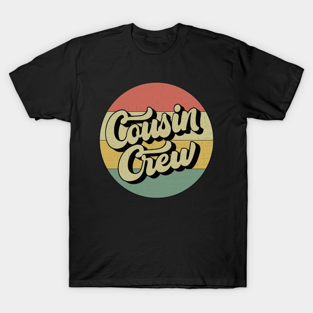 Cousin Crew Logo Retro Striped 70s Vintage Aesthetic T-Shirt by Inspire Enclave